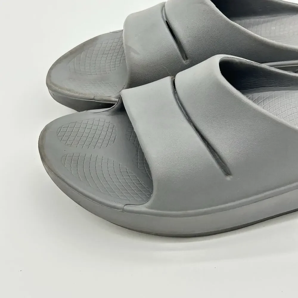 OOFOS OOahh Slide Sandal Gray Recovery Comfort Shoes Men 10 Women's 12